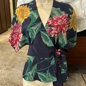 TIBI 100% SILK WRAP AROUND TOP SIZE XS